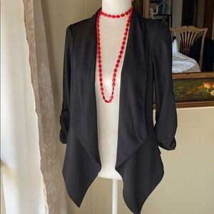 Pastel by Vivienne Black Sheer Blazer three quarter sleeve open front